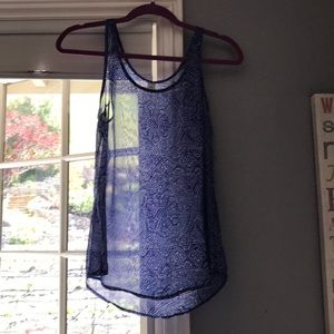 Sheer blue flowy tank top!